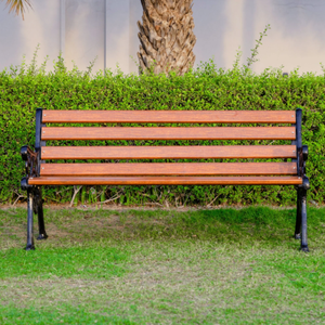 Outdoor Wooden Garden <b>Bench</b> Cast Iron Frame Park Seating Chair for Patio Lawn Balcony Backyard Public Area Furniture Premium - Product Image 1