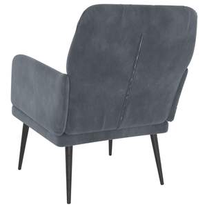 Fauteuil moyen en velours gris foncé 100% polyester avec structure en métal et contreplaqué pour salon - Product Image 5
