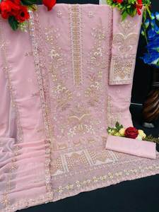 2026 New Launching Heavy <b>Fox</b> Georgette Fabric Pakistani Fashion Bright Color Party Wear Salwar Kameez Set At Wholesale Price - Product Image 5