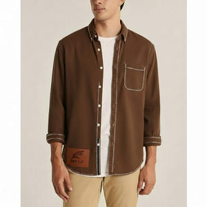 OEM Custom <b>Men's</b> Casual <b>Denim</b> Long Sleeve <b>Shirt</b> Breathable Summer Customized Logo Print Pattern Made Polyester - Product Image 5