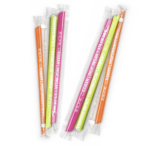 หลอดหลากสี 500 ชิ้น เส้นผ่านศูนย์กลาง 8 มม. ความยาว 210 มม. ปลอดภัยต่อสุขอนามัย ห่อพลาสติกแยกชิ้น พลาสติก PP โพลีโพรพิลีน - Product Image 1