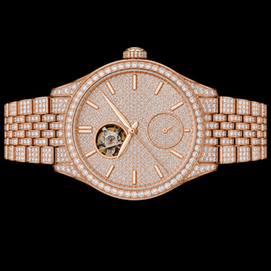 Reloj de Hombre en Tono Oro Rosa con Esfera de Corazón Abierto, Segundero Pequeño, Reloj de Lujo con Piedras Brillantes - Product Image 2