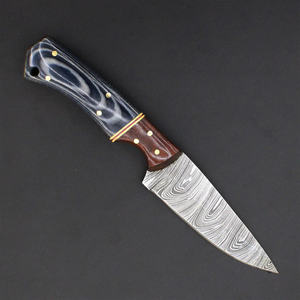 Cuchillo de acero de Damasco de hoja fija para exteriores, mango de asta de ciervo, espiga completa, punta de gota, grado industrial, alta calidad, 3 años de garantía, para camping - Product Image 2