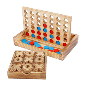 Jeu de Connect Four en bois avec un design compact, des disques rouges et bleus, et des dimensions de 10x6x6,3 pouces pour un jeu amusant - Product Image 4