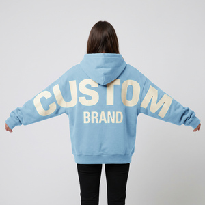 Sweat à capuche épais personnalisé pour femme en molleton de coton doux avec patch graphique tissé, coupe ample et poignets côtelés - Product Image 5