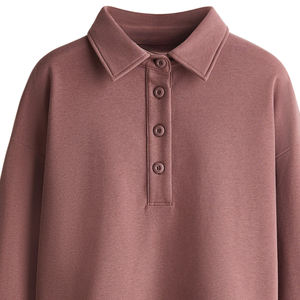 Sweat-shirt à col pour femme, pull en molleton décontracté à manches longues, haut chaud à col rond, broderie de logo personnalisée, vêtements de sport tendance - Product Image 4