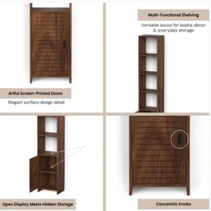 ตู้หนังสือไม้เอ็นจิเนียร์แบร์เนียพร้อมชั้นวางและประตูด้านล่างสำหรับจัดเก็บ - Product Image 4