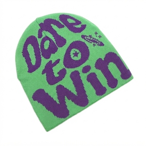 Bonnet en tricot camouflage personnalisé à faible MOQ, 100 % acrylique, unisexe, pour l'hiver, coloré, tendance, avec logo OEM - Product Image 1