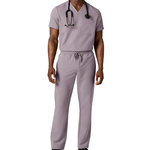 Men V-Neck Scrub <b>Top</b> Cotton Polyester Woven Hospital Uniforms Medical Workwear Blouses and Shirts - Product Image 1