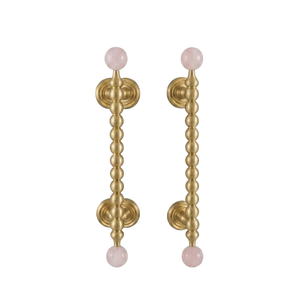Premium luxury Brass Bubble Bar Cabinet Handle with Pink Stone Ends Luxury <b>Drawer</b> <b>Pull</b> Furniture Hardware for Modern Interiors - Product Image 1