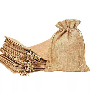 Pochette en jute personnalisée avec cordon de serrage pour grains de café, impression sérigraphique, avec logo - Product Image 1