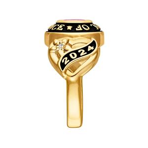 Bague de classement ovale en argent sterling 925 plaqué or jaune avec pierre de naissance personnalisée pour la remise des diplômes ou l'université - Product Image 3