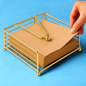 Metal Napkin <b>Holder</b> Arch Panel Gold Finish Decorative <b>Tissue</b> Organizer Modern Tabletop <b>Kitchen</b> Stand - Product Image 4