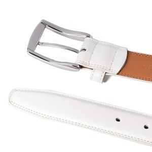 White Genuine Leather Formal <b>Belt</b> With Silver Pin Buckle Solid Color Men's Business <b>Accessory</b> PU Leather <b>Belt</b> Men - Product Image 4