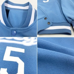 <b>White</b> Light Blue Custom Varsity <b>Jacket</b> Full Snap Split Fashion Letterman <b>Jacket</b> Bomber <b>Jacket</b> <b>Men</b> Casual Baseball <b>Jacket</b> - Product Image 5