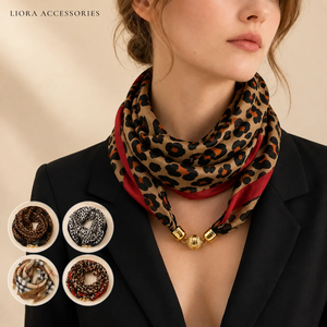 63x63cm Leopard Print Silk Square <b>Scarf</b> for Women with Magnetic Clasp Lightweight Chiffon Fashion Accessory - Product Image 2
