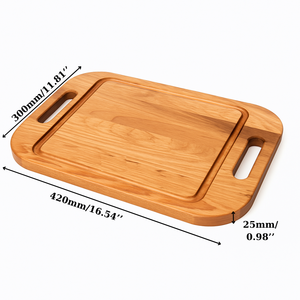 Grande planche à découper en bois d'acacia avec poignées latérales et rainure pour les jus, planche de cuisine en bois massif, planche à découper de boucher OEM - Product Image 1