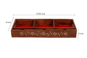 Wooden <b>Spice</b> <b>Jar</b> Set With Lid Handcrafted Traditional Chinese Design Airtight Kitchen Storage 3 Pieces Round Divided Tray - Product Image 2