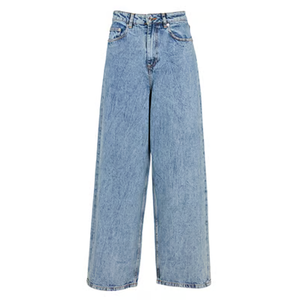 Pantalones Vaqueros Rectos Personalizados de Fábrica con Tachuelas, Perlas y Gemas, Estilo Baggy, Lavado Claro, Cintura Alta para Mujer - Product Image 2