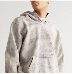 Heavyweight Custom Vintage <b>Zip</b> Acid Wash Pullover Distressed Pocket Hoodies Men Oversized Fleece Eco-Friendly 350g Front Logo - Product Image 5