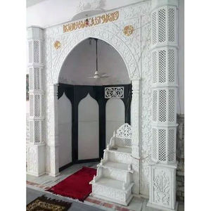 Mur Qibla en marbre architectural islamique, art en pierre artisanal, design moderne, entièrement personnalisable, résistant aux intempéries, à fixer au mur - Product Image 2