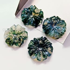 พลอยโมรามอสธรรมชาติแกะสลักรูปดอกไม้อาเกตอัญมณีรูปดอกไม้อาเกต AAA แกะสลักหินหลวมสำหรับทำจี้ขนาด20มม. - Product Image 4