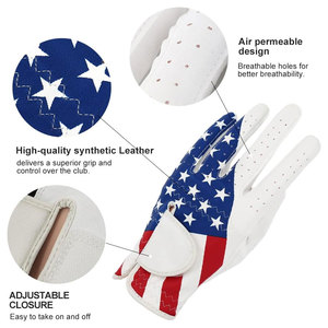 Guantes de Golf con Diseño de Bandera Americana para Golfistas Zurdos, Cuero Sintético con Fibra y Cierre Ajustable para Hombre - Product Image 4