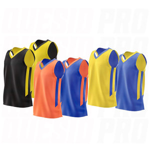 เสื้อบาสเก็ตบอลแขนกุดปักลายสไตล์เรโทรวินเทจสำหรับผู้ชาย ระบายอากาศได้ดี เสื้อบาสเก็ตบอลแบบกลับด้านได้ - Product Image 1