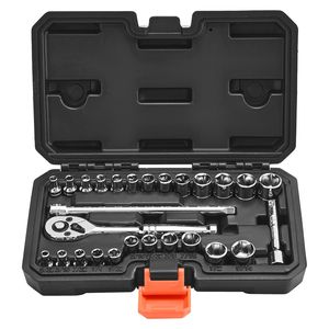 Jeu de douilles à cliquet 27 pièces 1/4 pouce avec embouts SAE, métriques et Torx, kit d'outils de mécanicien 19 mm incluant clé à cliquet et rallonge - Product Image 6