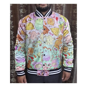 เสื้อแจ็คเก็ตบอมเบอร์ลายการ์ตูนสำหรับผู้ชาย สวมใส่สบายๆ ในฤดูใบไม้ร่วง มีซิปปิด คอปกพับได้ ทรงปกติ ผลิตจากโพลีเอสเตอร์ ดีไซน์ลายพิมพ์ - Product Image 6
