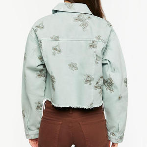 TIXAY SPORTS Women Regular Blue Stonewashed Printing Patch <b>Coat</b> Streetwear Ladies <b>Denim</b> Jacket Unisex Hot Sale Spring - Product Image 4