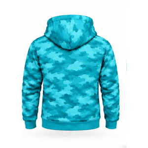 Cyan Camo Tracksuit Unisex Full <b>Zip</b> <b>Hooded</b> Jacket Jogger Pants Set Custom Camouflage Athletic Casual Training Sportswear Outfit - Product Image 3