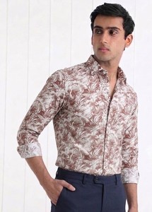 Chemise décontractée pour homme Enovate à imprimé floral 100% coton ODM, double boutonnage, manches longues, col rabattu, respirante, en popeline pour l'été - Product Image 2