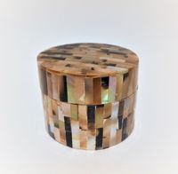 Nouveauté : boîte à bibelots ronde miniature avec incrustation de coquillages bleus, organisateur artisanal de luxe, décoration moderne pour la maison, article cadeau