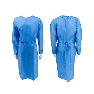 Blue Disposable Lab <b>Coat</b> With Tie Back For Hospital Use Unisex PP Woven Material - Product Image 3