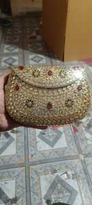 Ladies Classic Square Folk Art Clutch Bag with <b>Mosaic</b> Design Mixed Colors Mother Pearls & Kundan Craft-Wedding Favor - Product Image 6