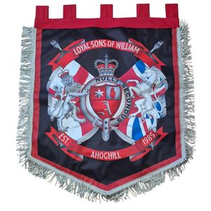 Bannière décorative ou écharpe cérémonielle représentant les « Ahoghill Loyal Sons of William », bannières brodées. - Product Image 1