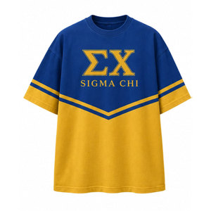 เสื้อยืดโอเวอร์ไซส์ Sigma Chi 1855 ลายบล็อกสี แขนสั้น คอกลม เสื้อยืดลำลองผู้ชาย เสื้อผ้ากรีก ผ้าเจอร์ซีย์คอตตอน - Product Image 2