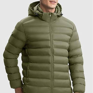 Veste matelassée légère pour homme avec capuche amovible, manteau d'hiver isolé résistant à l'eau avec poignets élastiques et ourlet réglable - Product Image 5