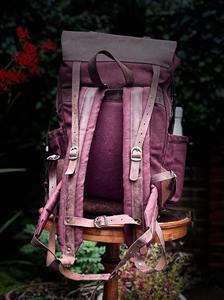 Genuine Leather Canvas Waterproof Backpack for <b>Men</b> Women Travel <b>Laptop</b> <b>Bag</b> 36-55L Capacity OEM Custom Logo Wholesale Bulk - Product Image 3