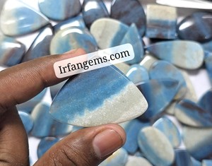 Irfan Gems Trolleite, pierre précieuse naturelle bleue et blanche de qualité supérieure, cabochon, pierre brute, 25 mm-45 mm, pour la fabrication de bijoux - Product Image 3