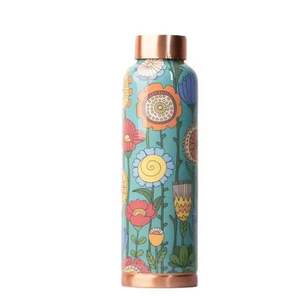 Botella de Agua de Cobre con Diseño de Prado Colorido e Ilustraciones de Flores Silvestres, Reutilizable, para Hogar, Oficina, Viajes, Regalo - Product Image 1