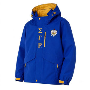 เสื้อแจ็คเก็ตกันลมแบบมีฮู้ด Sigma Gamma Rho SGR Sorority รุ่นพรีเมียม สีน้ำเงิน กันน้ำ ปิดด้วยซิป ปักลาย เสื้อกันฝนสำหรับผู้หญิง - Product Image 5