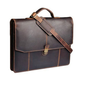 Sac de transport pour ordinateur portable en cuir véritable fonctionnel et durable pour un usage quotidien et les voyages, étui de rangement professionnel organisé - Product Image 1