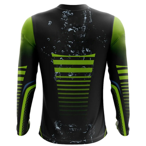 Camisa de Pesca de Manga Larga para Hombre con Estampado de Peces, Secado Rápido, Cuello en V, Ropa Casual para Exteriores, Diseño Estampado Verde y Negro - Product Image 3