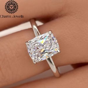 Bague de fiançailles en moissanite taille coussin Charm Jewels, certifiée IGI, 3 grammes, sertie à griffes, style classique pour femme - Product Image 1