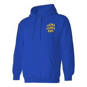 เสื้อฮู้ด Sigma Gamma Rho สีน้ำเงินรอยัลสำหรับผู้หญิง ชมรมพี่น้องชาวกรีก เสื้อฮู้ดแบบสวมหัว ผ้าฟลีซ พิมพ์ลายตัวอักษร ออกแบบเองได้สำหรับวิทยาลัย - Product Image 1