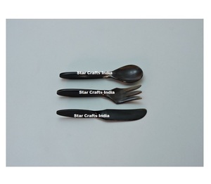New Arrival American Style Horn <b>Salad</b> <b>Tools</b> Server Set Fork Knife Dishwasher Safe Gift Kitchenware Modern Design Eco-Friendly - Product Image 1