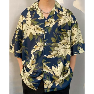 Chemise en popeline à fleurs hawaïennes tendance style Hong Kong, coupe ample décontractée à manches courtes, imprimé intégral - Product Image 6