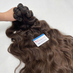 Chaude À La Mode Naturel Brun Ondulé Trame Extension De Cheveux Culticule Aliged Cheveux Bruts Bundle Super Double Dessiné Expédition Dans Le Monde Entier - Product Image 4